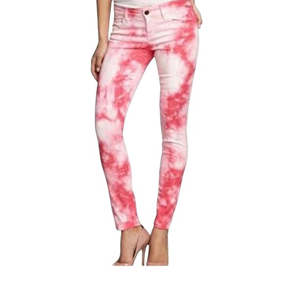 AEROPOSTALE | Women's Pink & White Tiedown Jeans - Picture 1 of 7